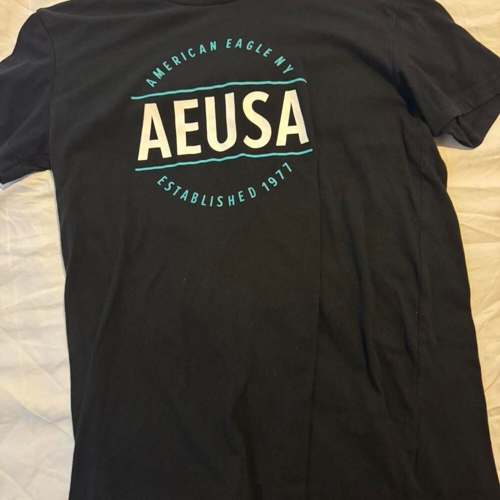 Mens Black American Eagle Graphic Tee Size Small